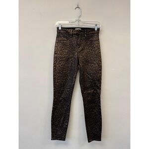 L'AGENCE Denim Jeans Womens 25 Brown Leopard Print Mid Rise Skinny Stretch USA